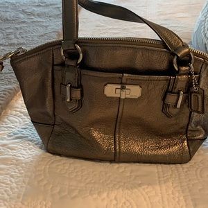 Coach handbag in metallic gray